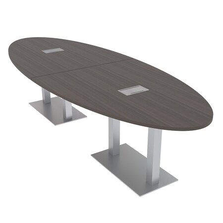 Skutchi Designs 45 in W, 120 in L, 29 in H, Engineered Wood Top, Brown HAR-OVAL-46X119-DOU-ELEC-XD1025